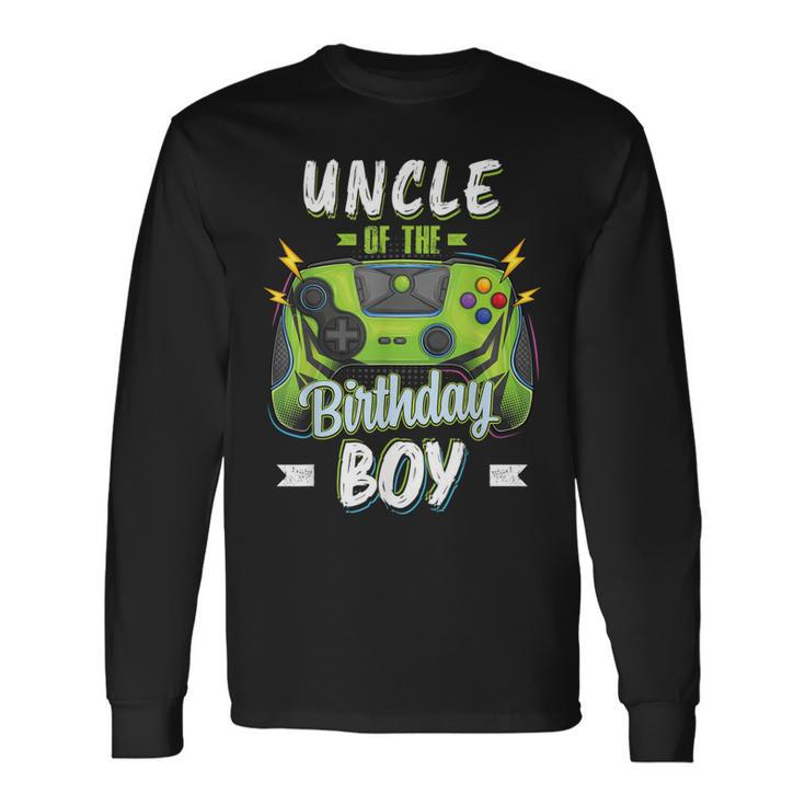 Uncle Of The Birthday Boy Matching Video Gamer Party Long Sleeve T-Shirt