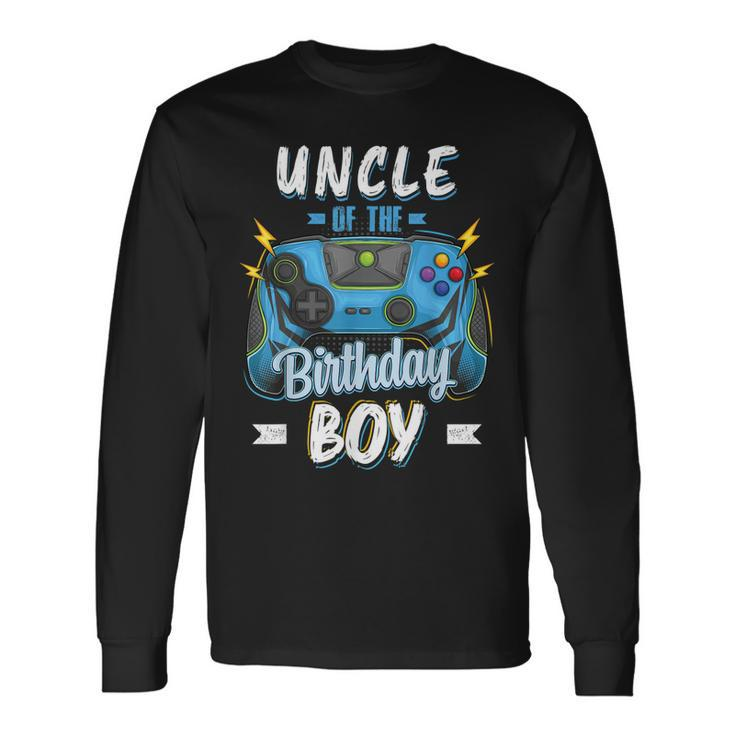 Uncle Of The Birthday Boy Matching Video Gamer Party Long Sleeve T-Shirt