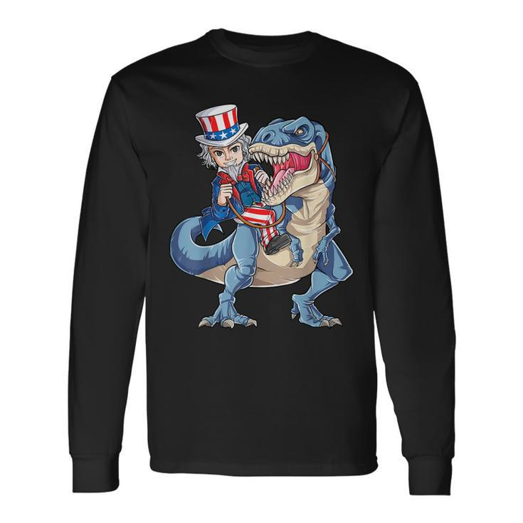 Uncle Sam Dinosaur 4Th Of July Rex Boys Long Sleeve T-Shirt