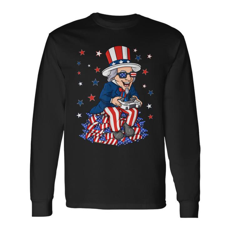 Uncle Sam Game Controller 4Th Of July Boys Ns Gamer Long Sleeve T-Shirt