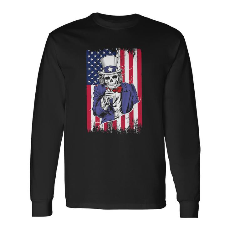 Uncle Sam Skeleton 4Th Of July For Boys And Girls Long Sleeve T-Shirt T-Shirt