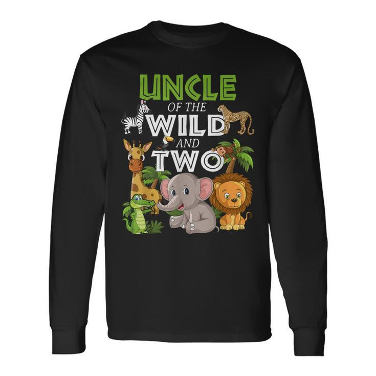 Uncle Of The Wild Two Zoo Birthday Safari Jungle Animal Long Sleeve T-Shirt