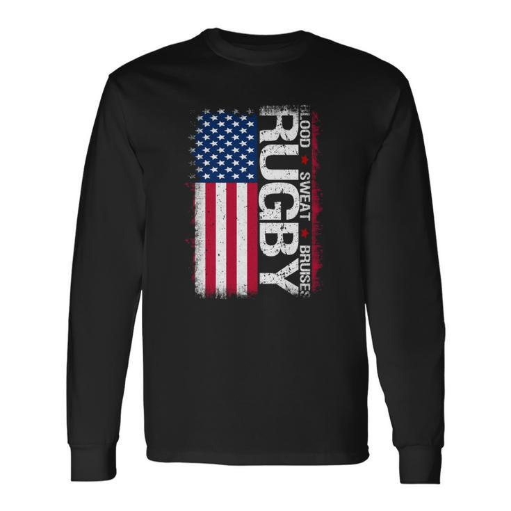 Usa Rugby American Flag Distressed Rugby 4Th Of July Long Sleeve T-Shirt T-Shirt