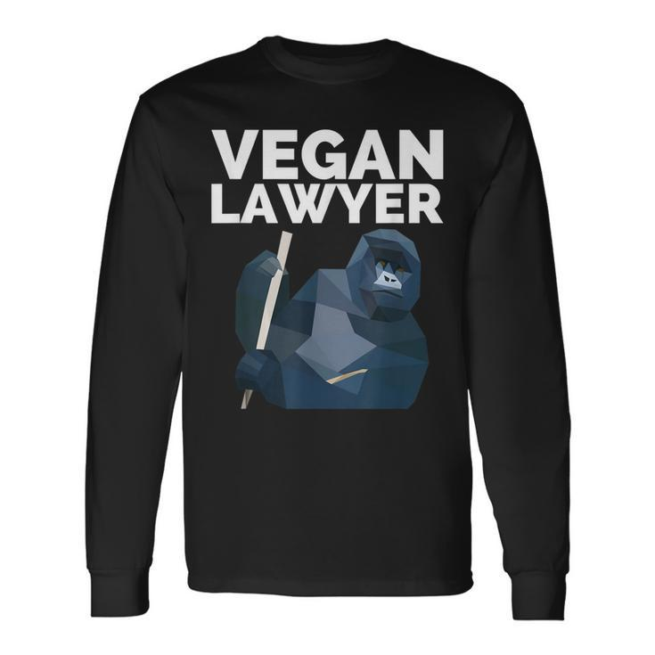 Vegan Lawyer Cute Gorilla Plant-Based Long Sleeve T-Shirt