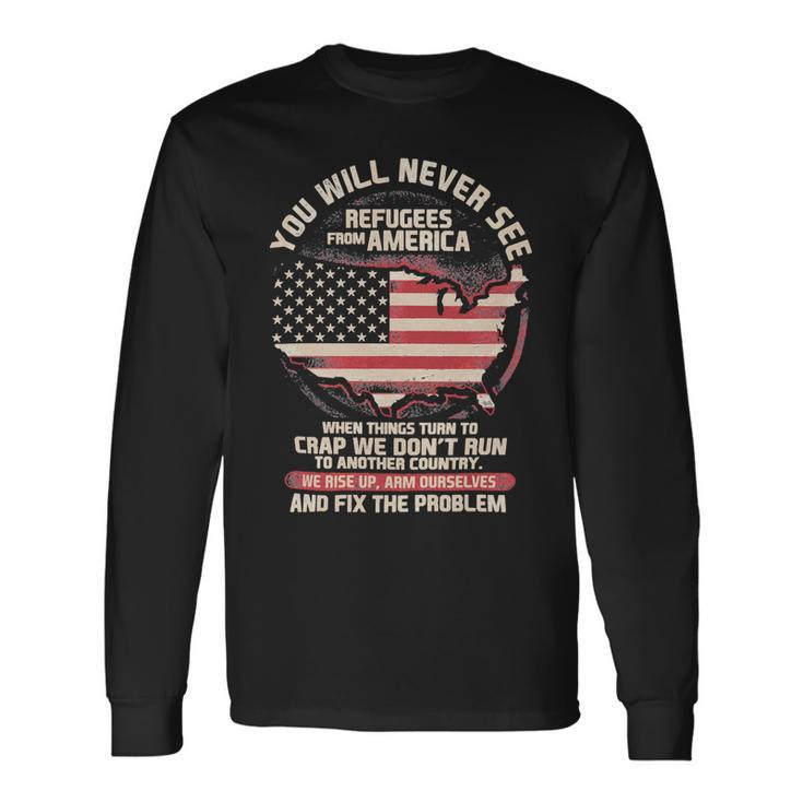Veteran Veterans Day Patriot Refugees From America Veteran115 Navy Soldier Army Military Long Sleeve T-Shirt