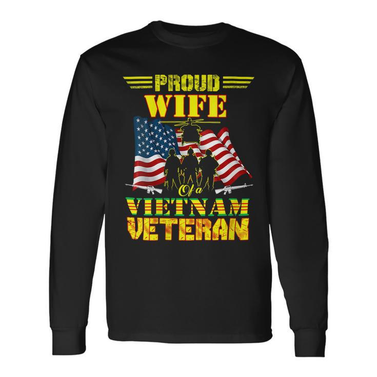 Veteran Veterans Day Proud Wife Of A Vietnam Veteran For 70 Navy Soldier Army Military Long Sleeve T-Shirt