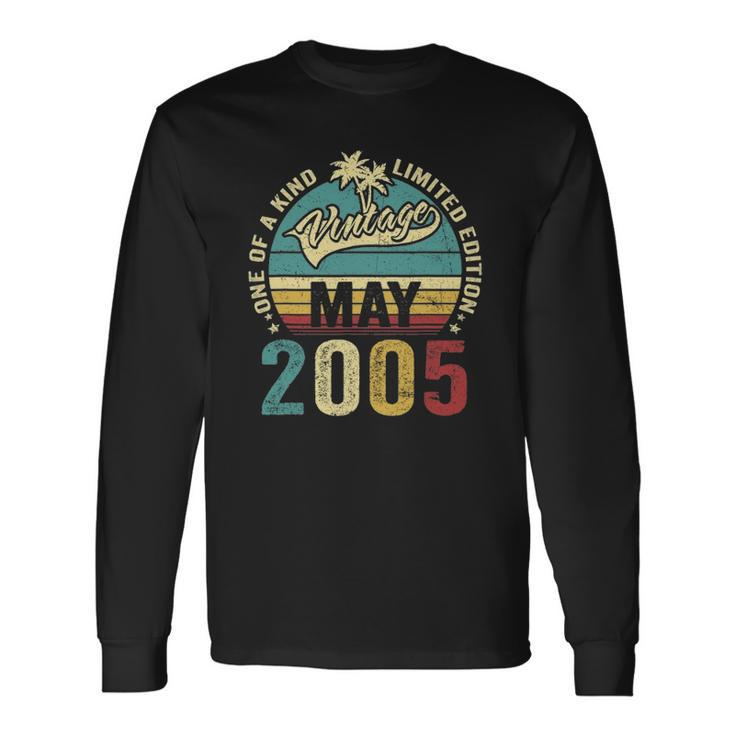 Vintage 17 Years Old May 2005 Decorations 17Th Birthday Long Sleeve T-Shirt T-Shirt