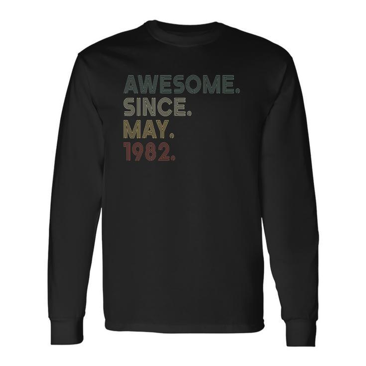 Vintage 40Th Birthday Awesome Since May 1982 40 Years Old Long Sleeve T-Shirt T-Shirt