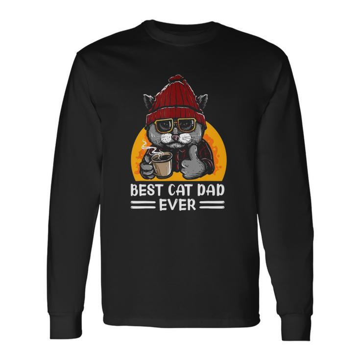 Vintage Best Cat Father Dad Ever Cat Daddy Fathers Day Long Sleeve T-Shirt T-Shirt