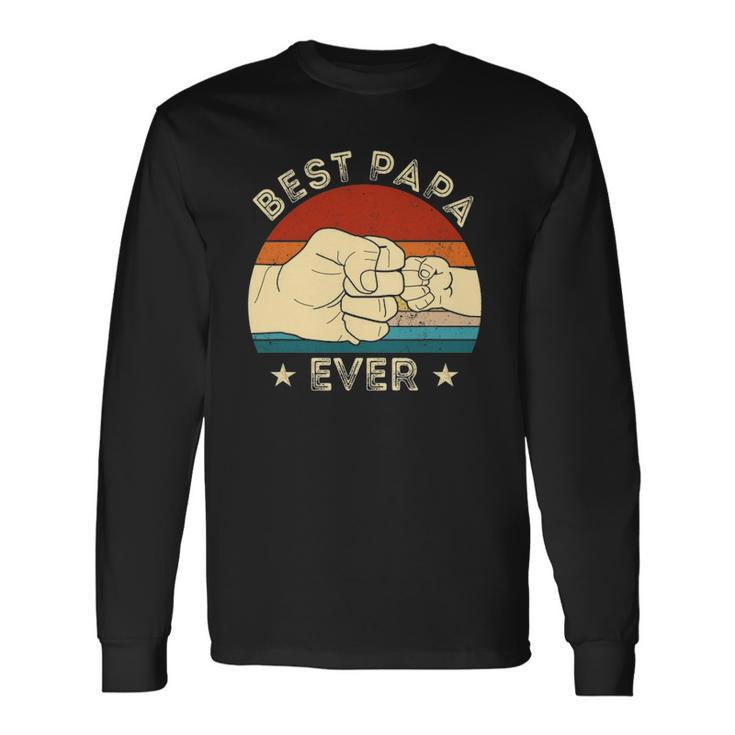 Vintage Best Papa Ever Fist Bump Grandpa Fathers Day Long Sleeve T-Shirt T-Shirt