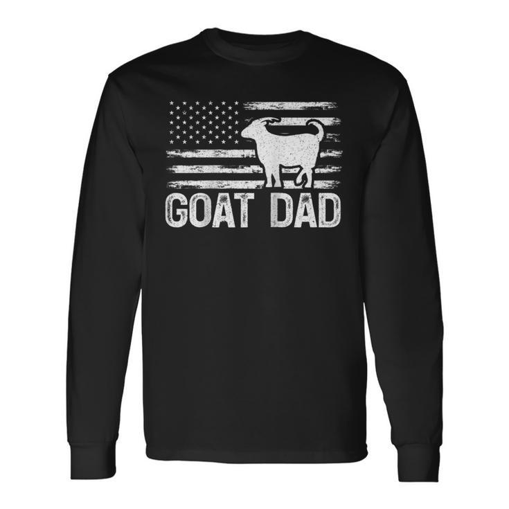 Vintage Goat Dad Retro American Flag Goat 4Th Of July Long Sleeve T-Shirt