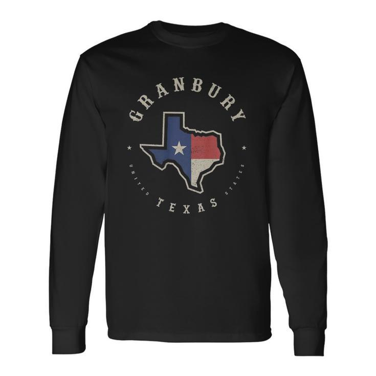Vintage Granbury Texas State Flag Map Souvenir Long Sleeve T-Shirt T-Shirt