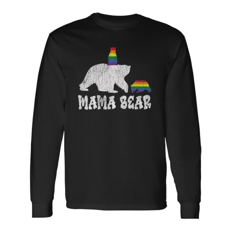 Vintage Mama Bear Pride Mother Teens Mom Lesbian Gay Lgbtq Long Sleeve T-Shirt T-Shirt