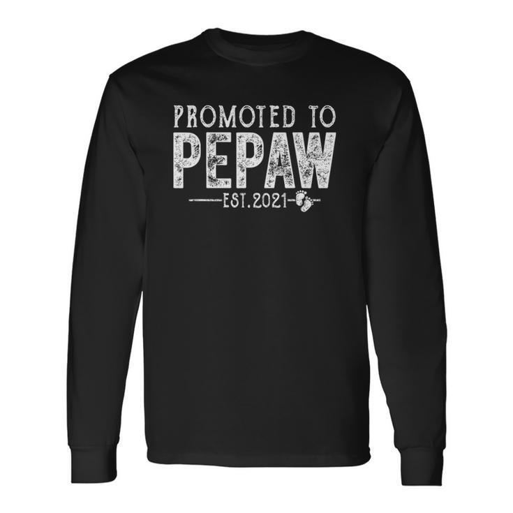 Vintage Promoted To Pepaw Est 2021 Fathers Day Christmas Long Sleeve T-Shirt T-Shirt