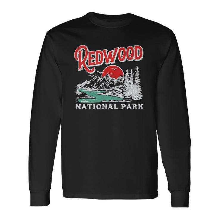 Vintage Redwood National Park Distressed 80S Mountains Long Sleeve T-Shirt T-Shirt