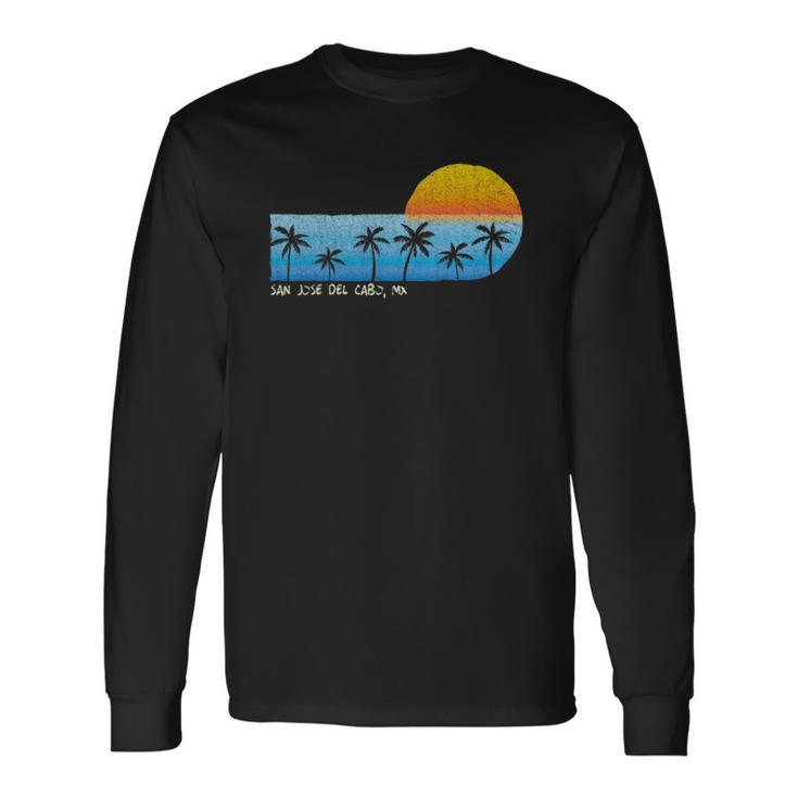 Vintage San Jose Del Cabo Mx Palm Trees & Sunset Beach Long Sleeve T-Shirt T-Shirt