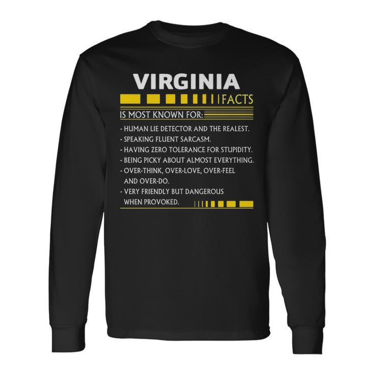 Virginia Name Virginia Facts Long Sleeve T-Shirt