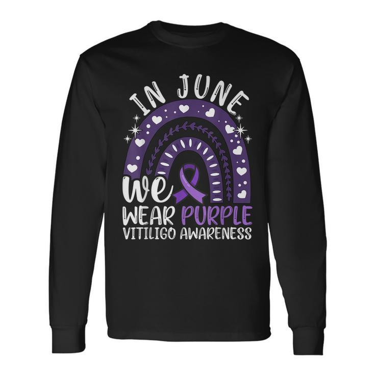 Vitiligo Awareness In June We Wear Purple Ribbon Long Sleeve T-Shirt
