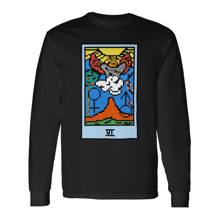 Wait Is This Pixel Art Tarot Yellow - Major Arcana The Lovers Design For Stickers And Unisex Long Sleeve Gifts ideas