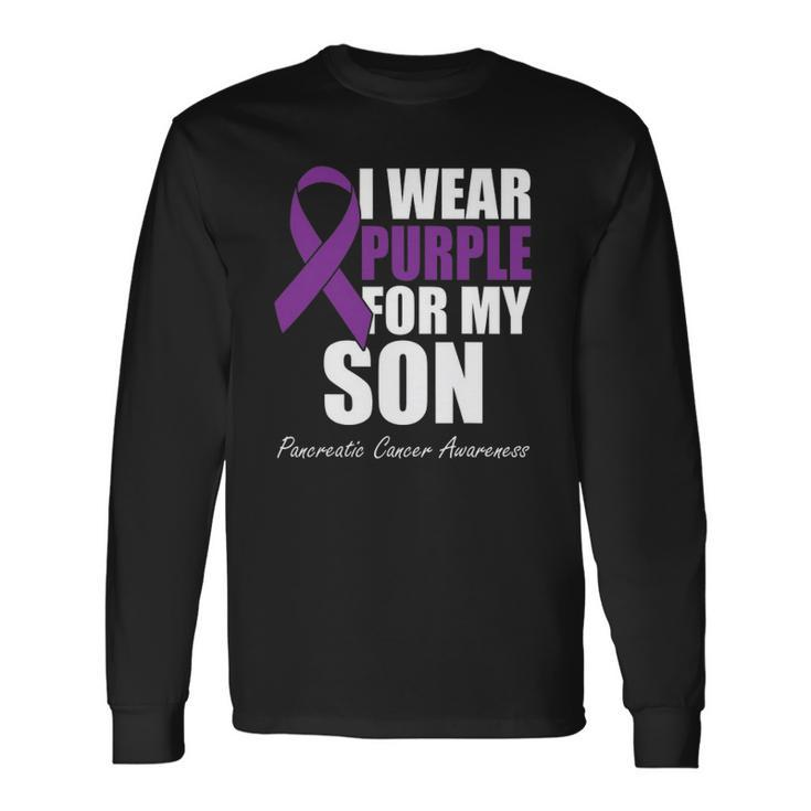 I Wear Purple For My Son Pancreatic Cancer Awareness Long Sleeve T-Shirt T-Shirt