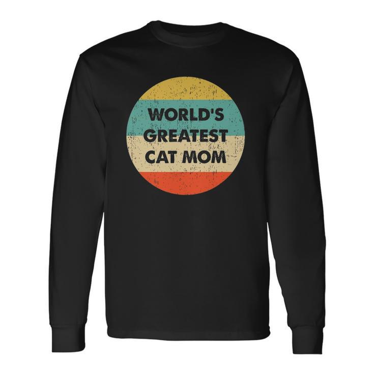 Worlds Greatest Cat Mom Vintage Retro Long Sleeve T-Shirt T-Shirt