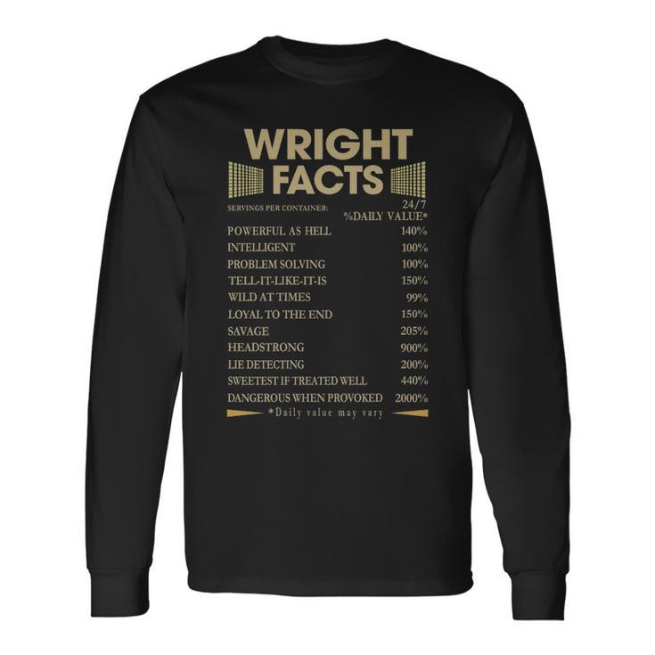 Wright Name Wright Facts Long Sleeve T-Shirt