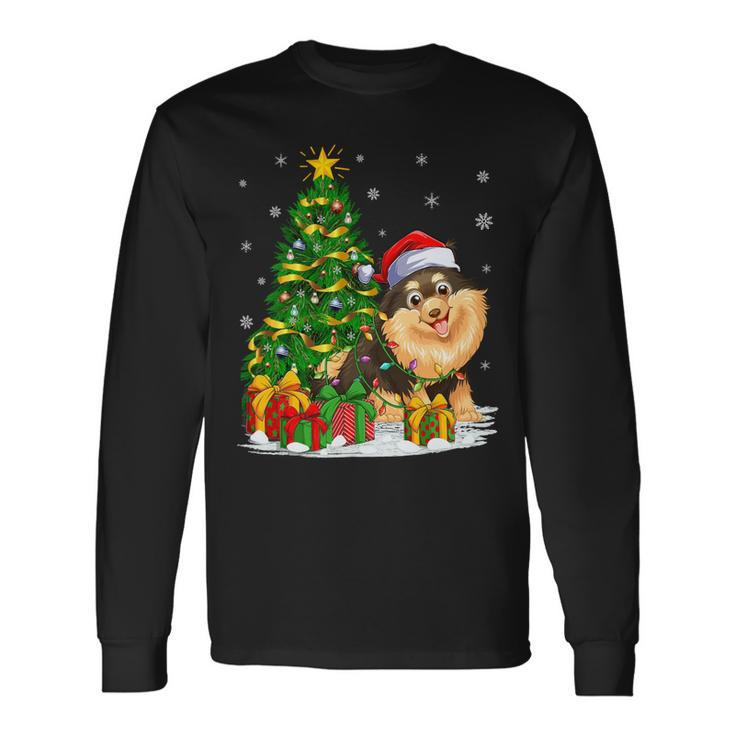Xmas Tree Matching Santa Pomeranian Christmas T-Shirt Long Sleeve T-Shirt
