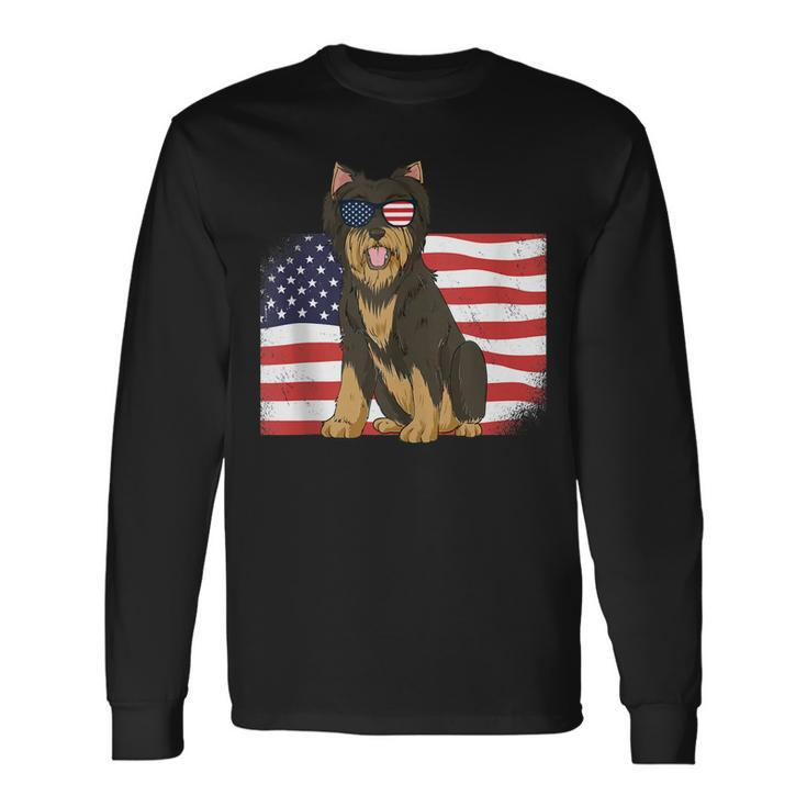 Yorkie Dad & Mom American Flag 4Th Of July Yorkshire Terrier Long Sleeve T-Shirt