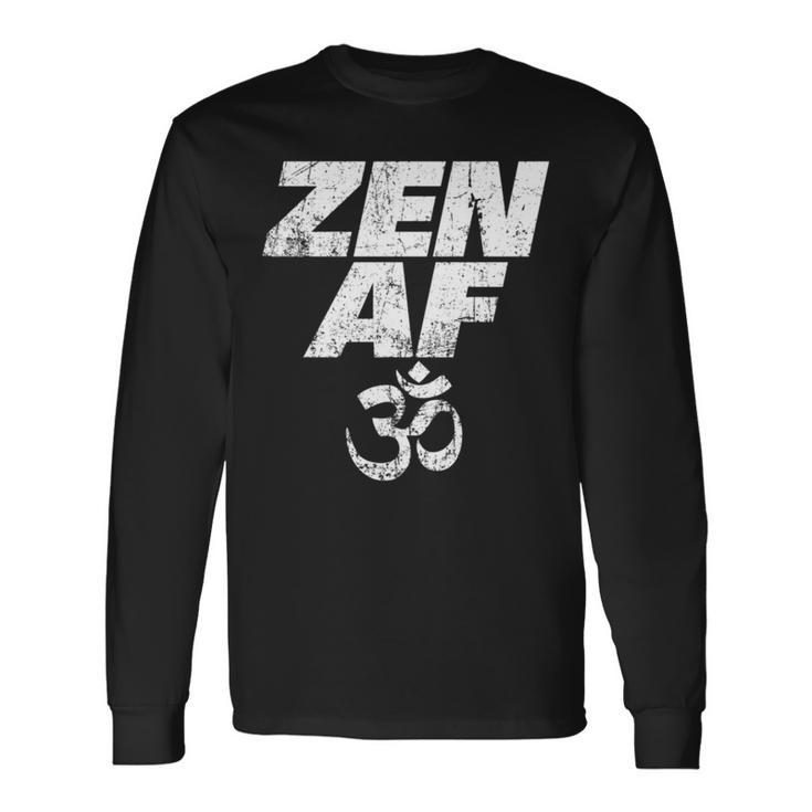 Zen Af Om Symbol Vintage Meditation Yoga Distressed V2 Long Sleeve T-Shirt