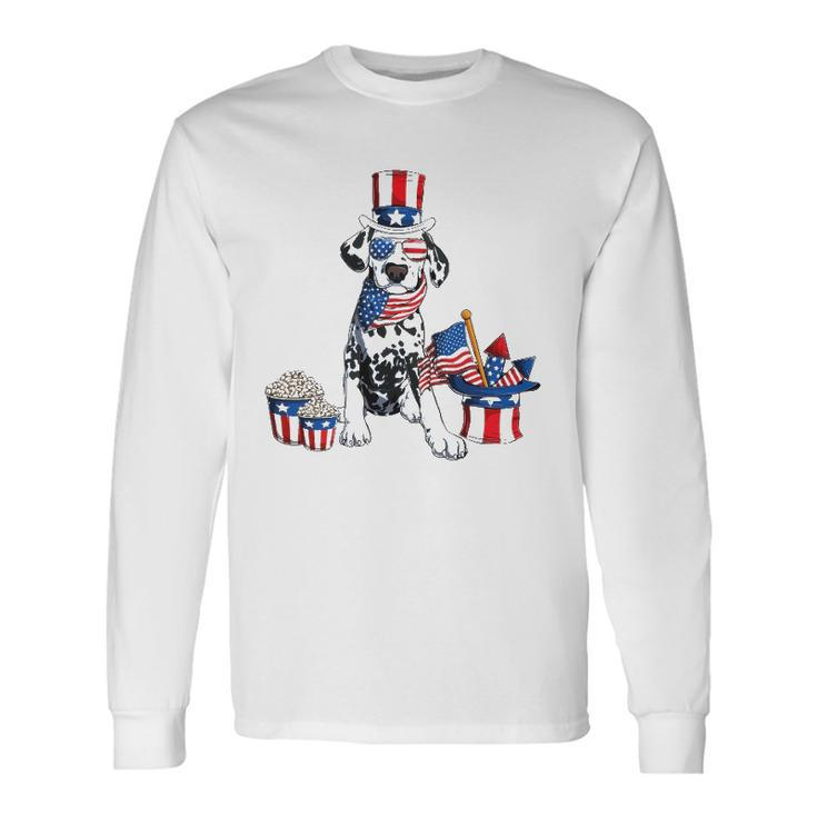 4Th Of July Dalmatian With American Flag Sunglasses Long Sleeve T-Shirt T-Shirt