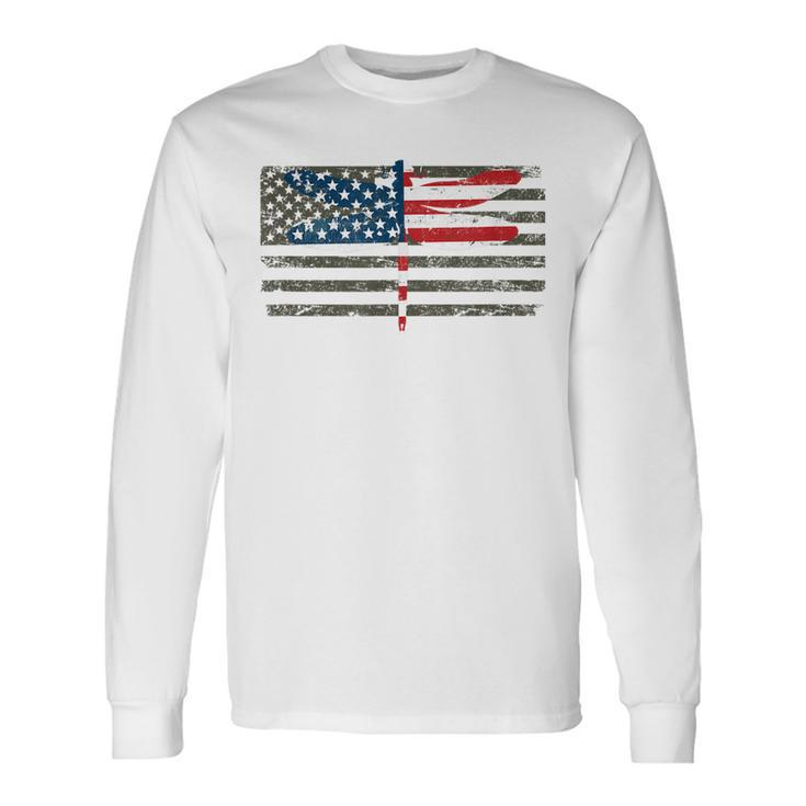 4Th Of July Dragonfly Patriotic Us American Flag Long Sleeve T-Shirt