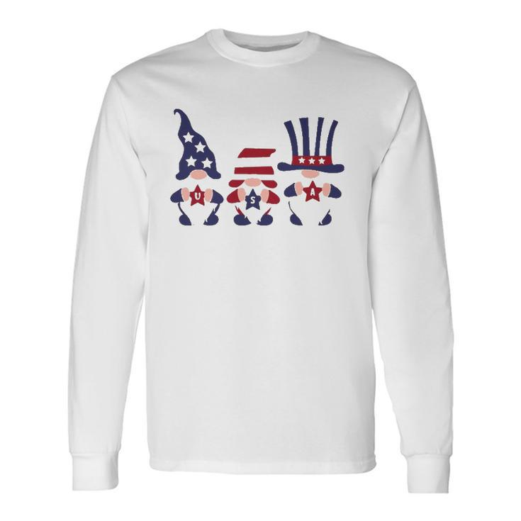 4Th Of July Patriotic Gnomes American Usa Flag Long Sleeve T-Shirt T-Shirt