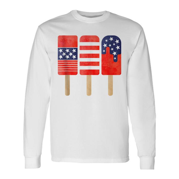4Th Of July Popsicles Usa Flag Independence Day Patriotic Long Sleeve T-Shirt Gifts ideas