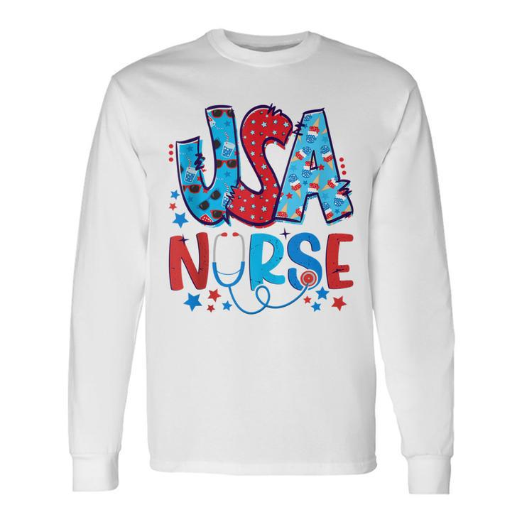 4Th Of July Usa Nursery American Nurse 2022 Patriotic Nurse Long Sleeve T-Shirt