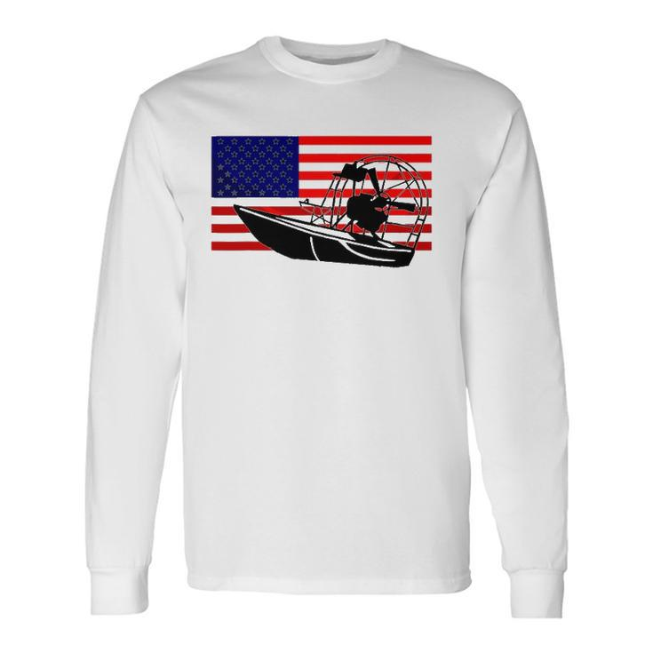 Airboat Us Flag Cool 4Th Of July Captain Long Sleeve T-Shirt T-Shirt