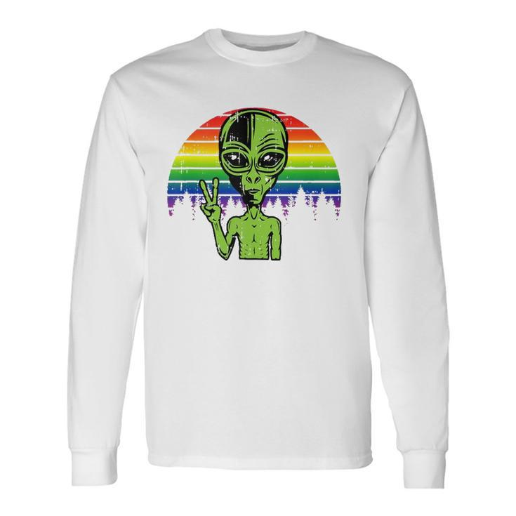 Alien Peace Lgbt Gay Pride Costume Retro Halloween Long Sleeve T-Shirt T-Shirt
