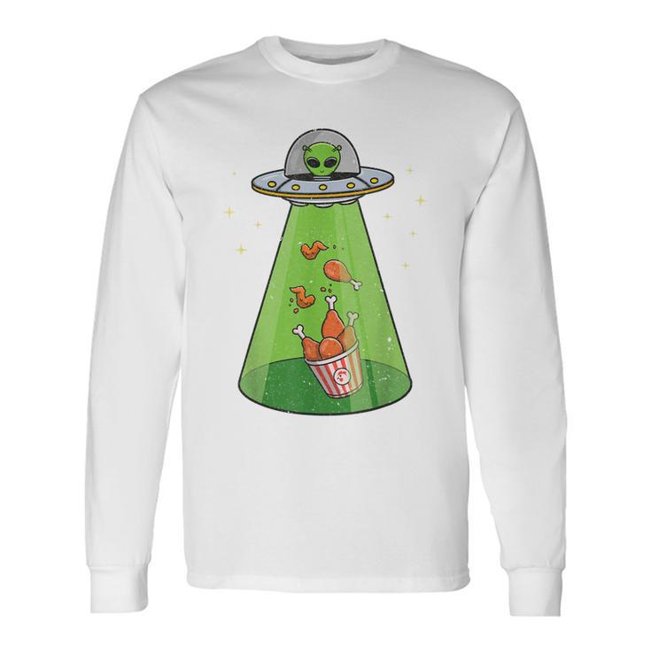 Alien Ufo Abduction Fried Chicken Aliens Lover V2 Long Sleeve T-Shirt