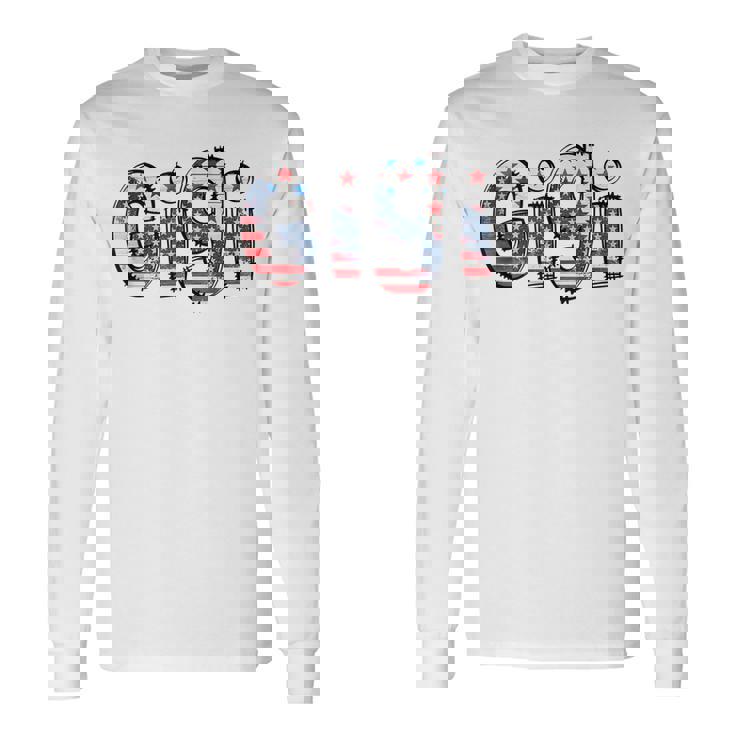 America Gigi Retro American Flag Patriotic Gigi 4Th Of July Long Sleeve T-Shirt