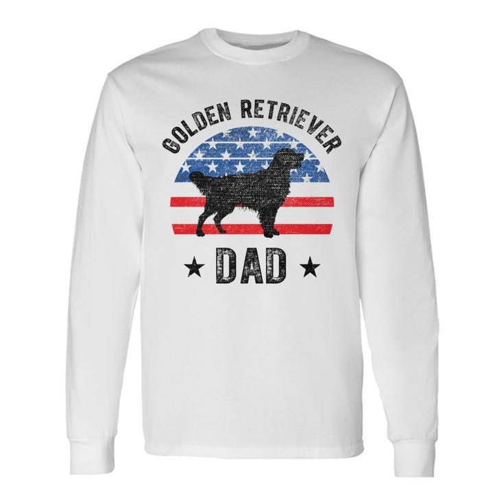 American Flag Golden Retriever Dad 4Th Of July V2V3 Long Sleeve T-Shirt Gifts ideas