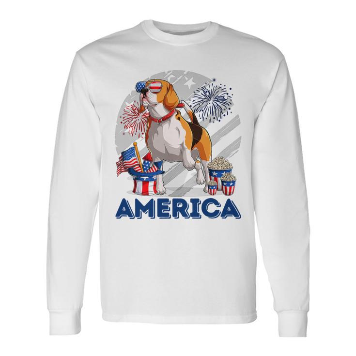 Beagle American Flag Sunglasses 708 Shirt Unisex Long Sleeve Gifts ideas