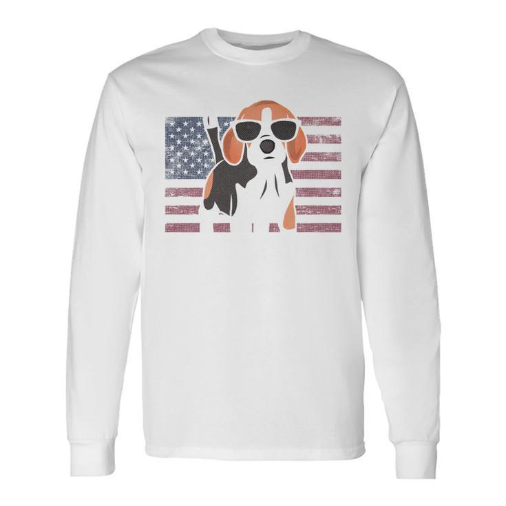 Beagle Dad American Flag 4Th Of July Patriotic Beagle Long Sleeve T-Shirt