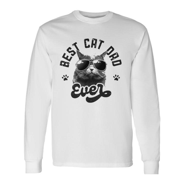 Best Cat Dad Ever Daddy Fathers Day Retro Vintage Long Sleeve T-Shirt T-Shirt