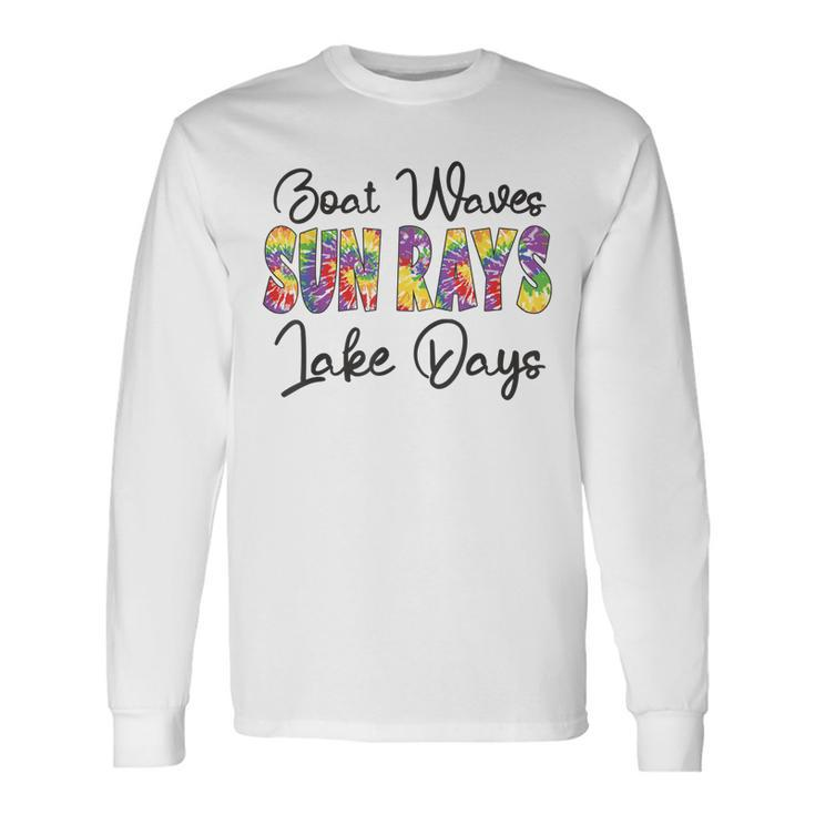 Boat Waves Sun Rays Lake Days Tie Dye Summer Girl Kid Long Sleeve T-Shirt