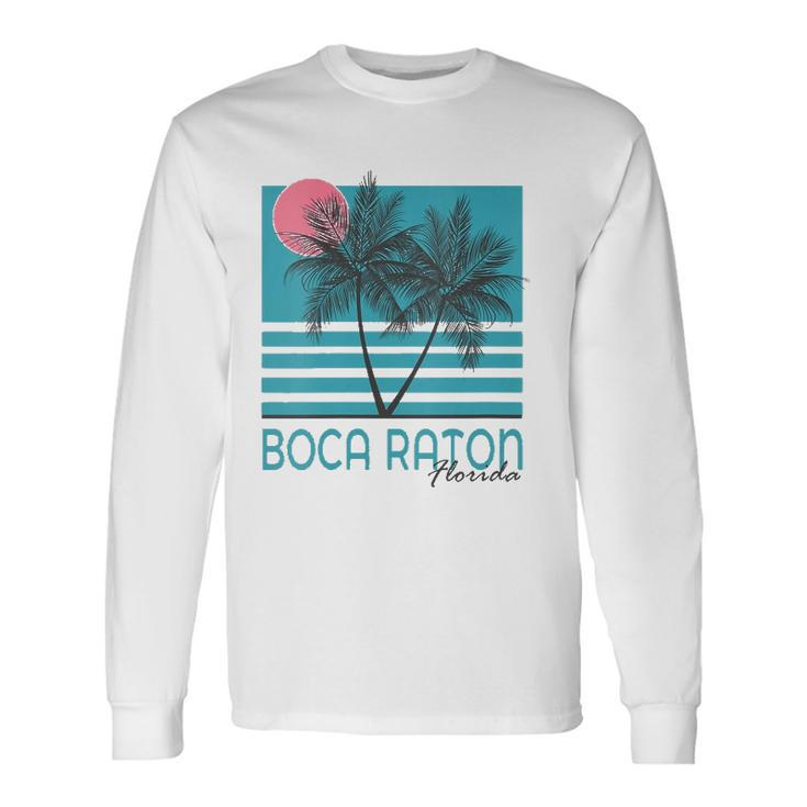 Boca Raton Florida Souvenirs Fl Palm Tree Vintage Long Sleeve T-Shirt T-Shirt Gifts ideas