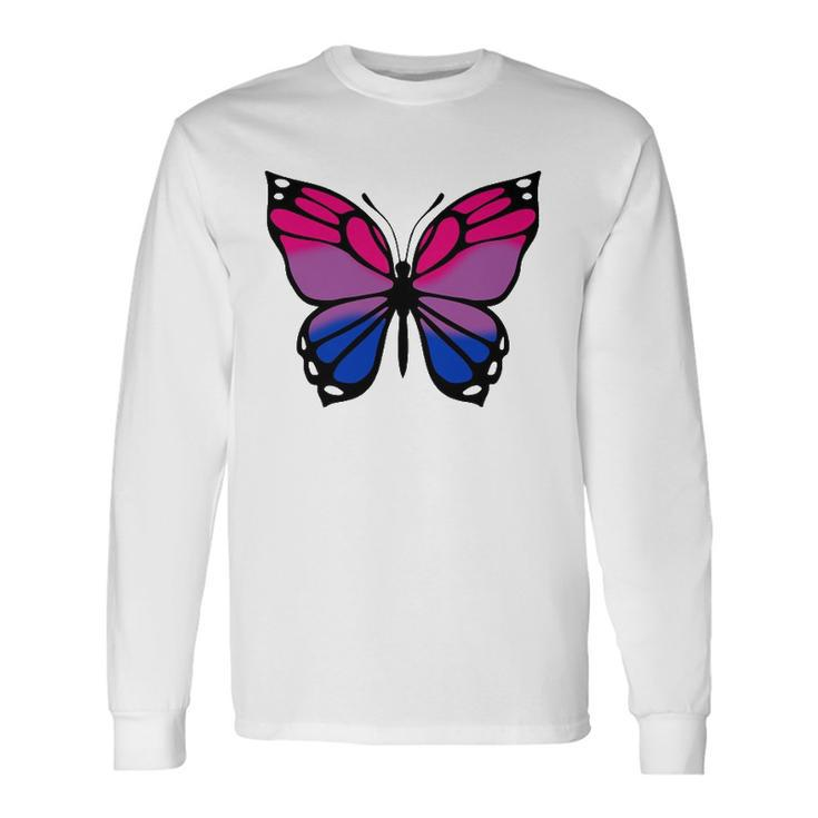 Butterfly With Colors Of The Bisexual Pride Flag Unisex Long Sleeve