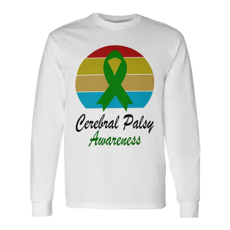 Cerebral Palsy Awareness Vintage Green Ribbon Cerebral Palsy Cerebral Palsy Awareness Long Sleeve T-Shirt