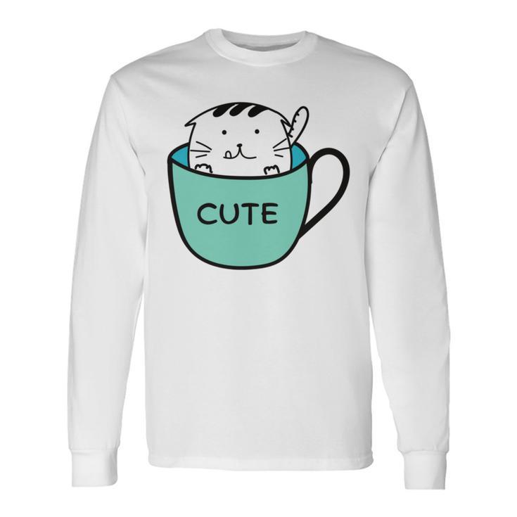 Cute Cat In Mug Unisex Long Sleeve