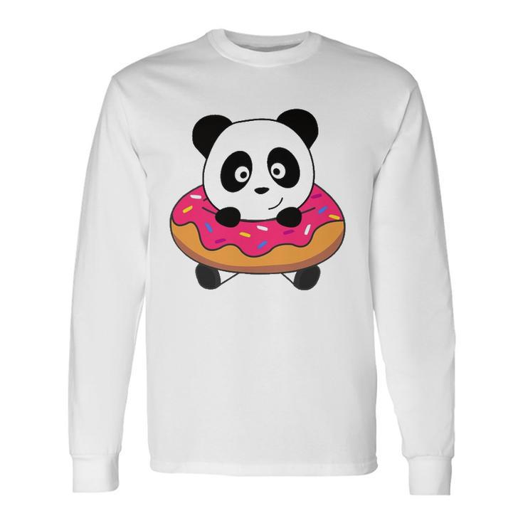 Cute Panda Bear Pandas Donut Sprinkles Unisex Long Sleeve