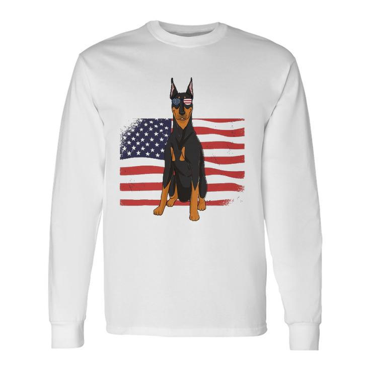 Doberman Dad & Mom American Flag 4Th Of July Usa Dog Long Sleeve T-Shirt T-Shirt