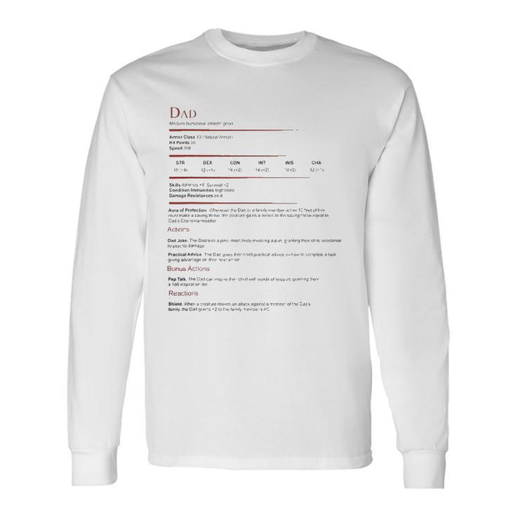 Dungeons And Rpg Dragons Dad Stat Fathers Day Long Sleeve T-Shirt T-Shirt